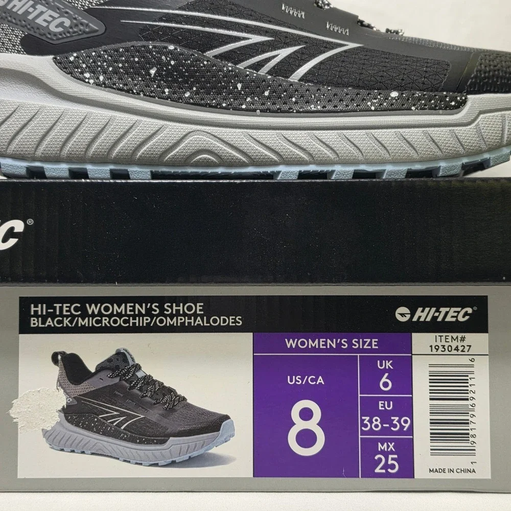 Hi-Tec Womens Trail Running Shoes Black Microchip Grey Blue 1930427 Size 8